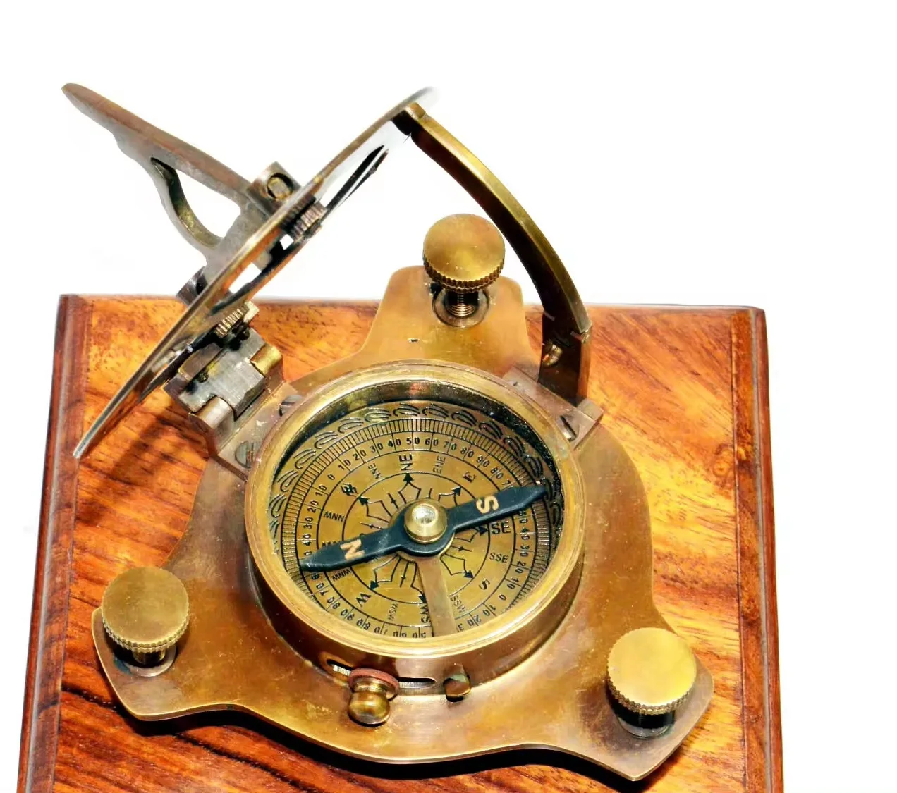Sundial Compass Big Vintage Nautical Marine Compasses Steampunk Old Design Beautiful Solid Brass Sundial Compass With Wooden Box