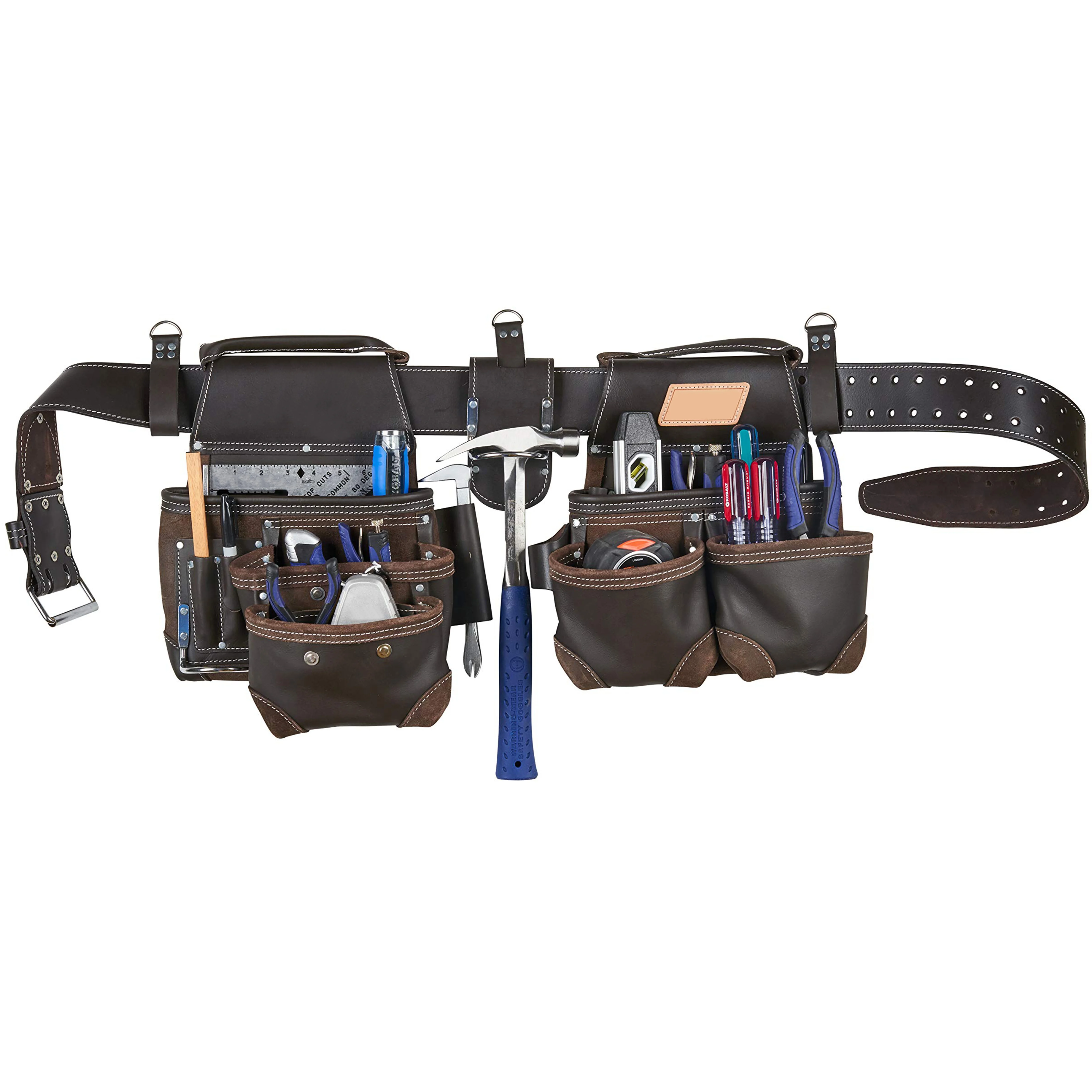 Construction Workers Real Leather Premium Heavy Duty Carpenter Tool Belt Rig Set