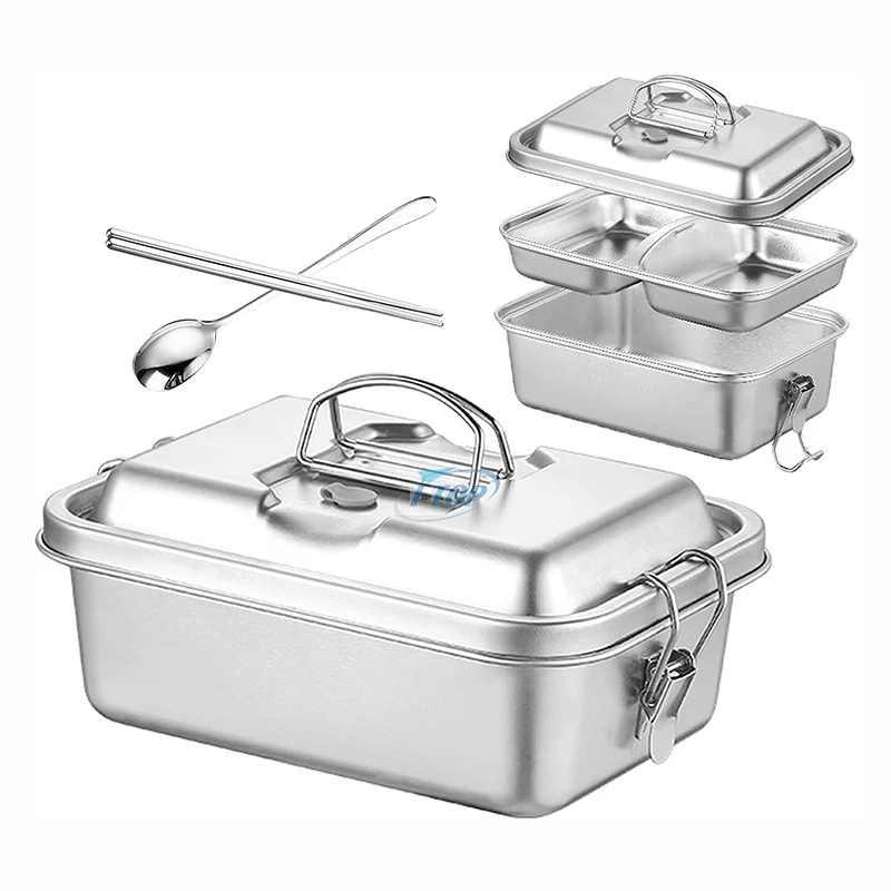 Wholesale Adults & Kids Leakproof Lunch Bento Box food storage container 304 Stainless Steel Lunch Box with Lid
