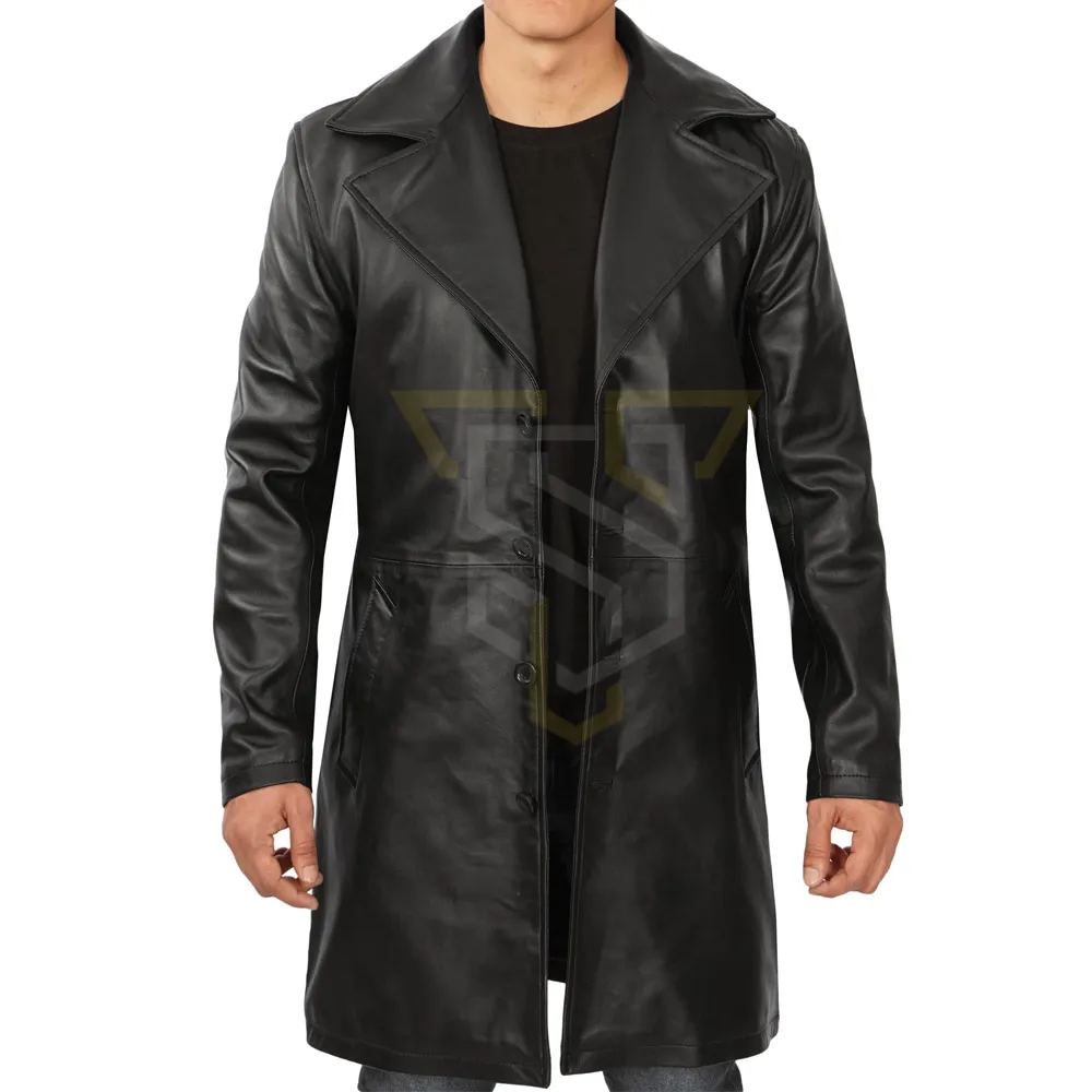 Лидер продаж, длинное кожаное пальто с уникальным дизайном и меховым украшением, Прямая поставка с завода, низкий минимальный объем заказа