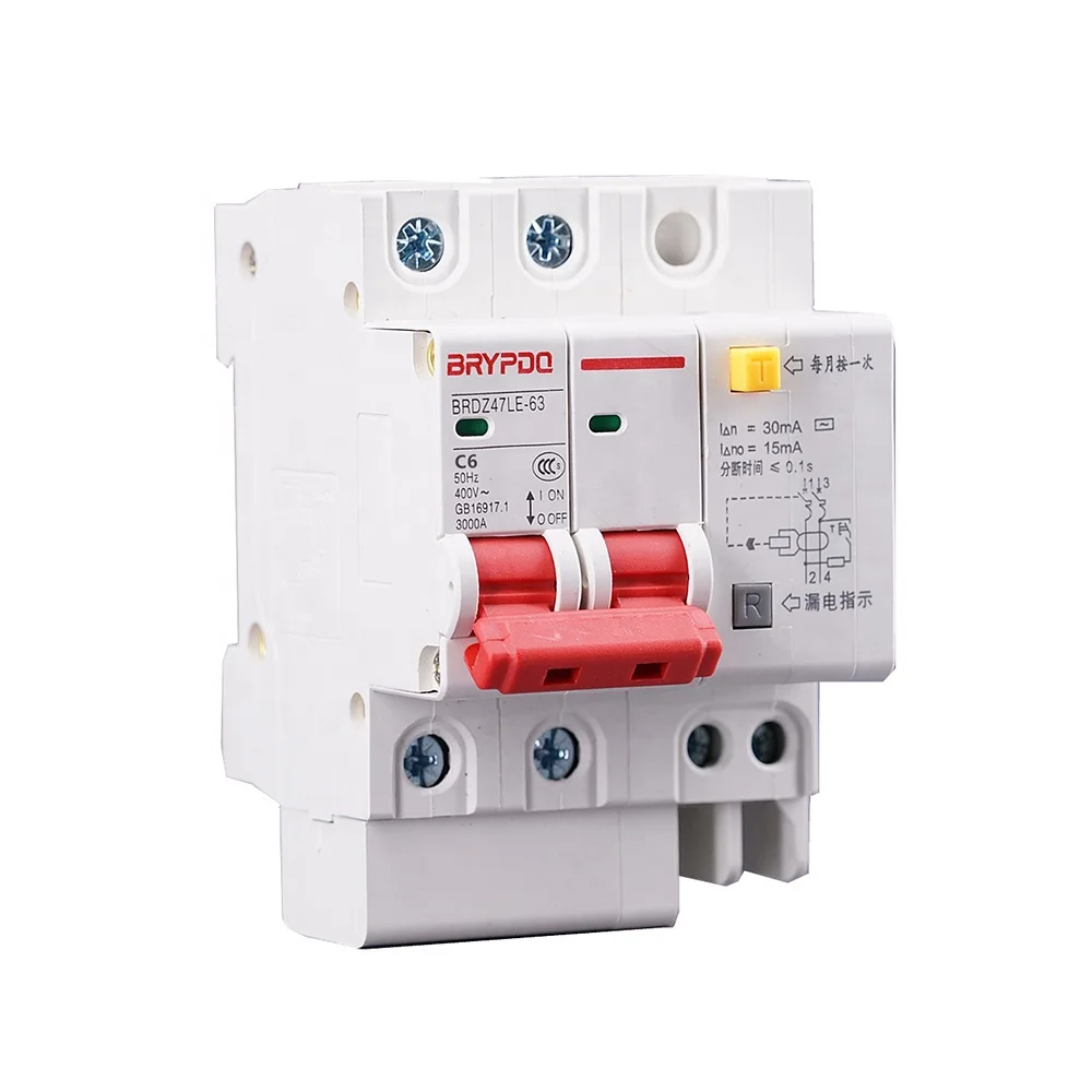 C6 6A 2P 230/400V RCD RCCB Safety electrical Residual Current Miniature Earth  Household Protector Leakage Circuit Breaker