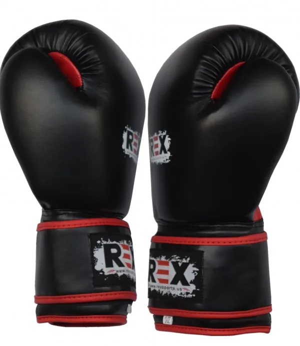 14oz REX Black Red PU Boxing Gloves Artificial Leather MMA Sparring PVC Punch Bag Muay Thai Training Glove with Custom Logo