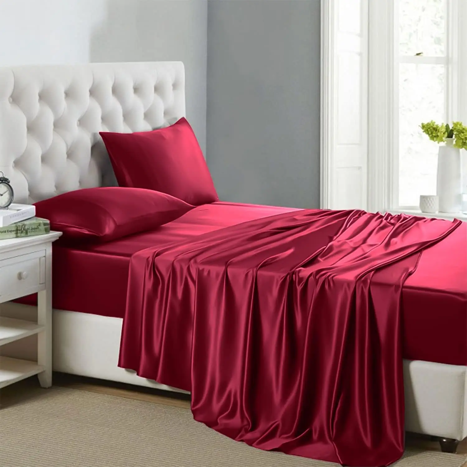 Silk Sheets Set 100% Charmeuse Mulberry Silk Bed Sheet Set, Thick, Heavy Silk, Deep Pocket OEM Made In Vietnam