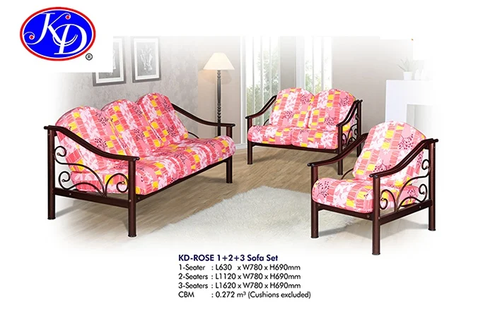 Bulk Sale Traditional Style Brown Color Wooden Living Room Sofa Set Three Seat Durable Made in Malaysia