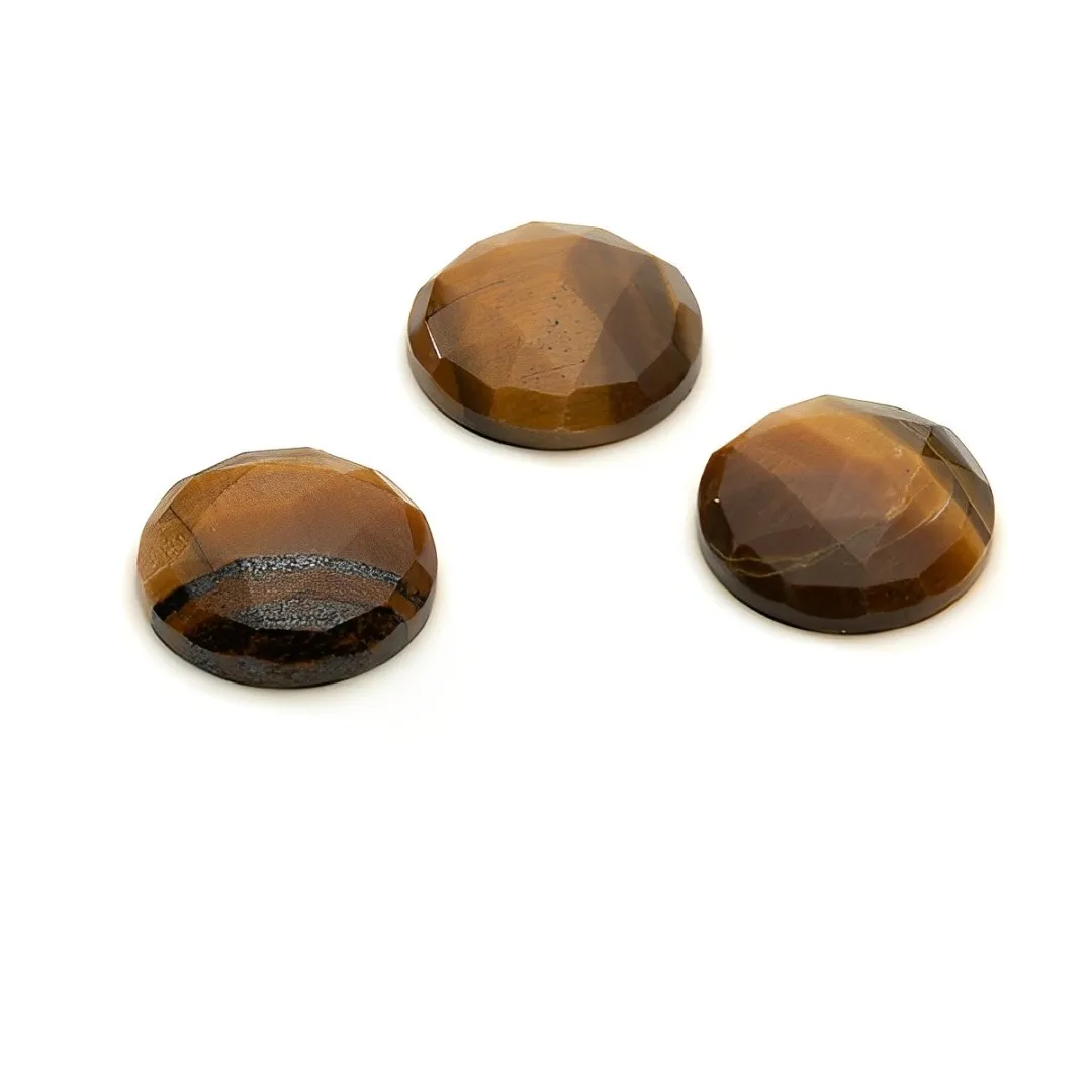 15mm AAA Natural Gemstone Tiger Eye Rose Cut Round Cabochon For Jewellery Making