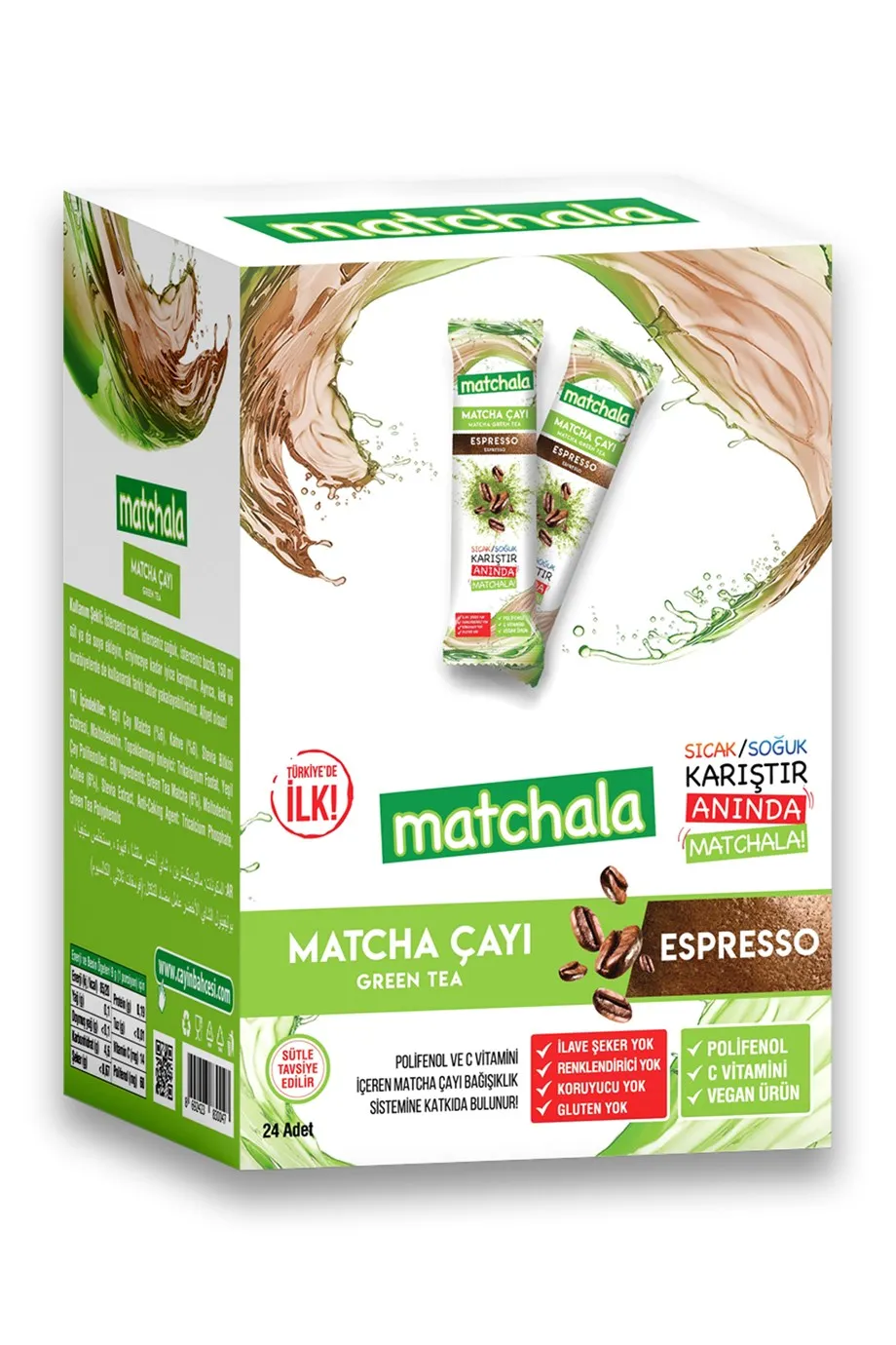 High Quality Green Matcha Tea Powder Espresso Coffee Flavored Wholesale  Matcha Instant Tea 24*9gr Sachet Herbal Matcha Tea
