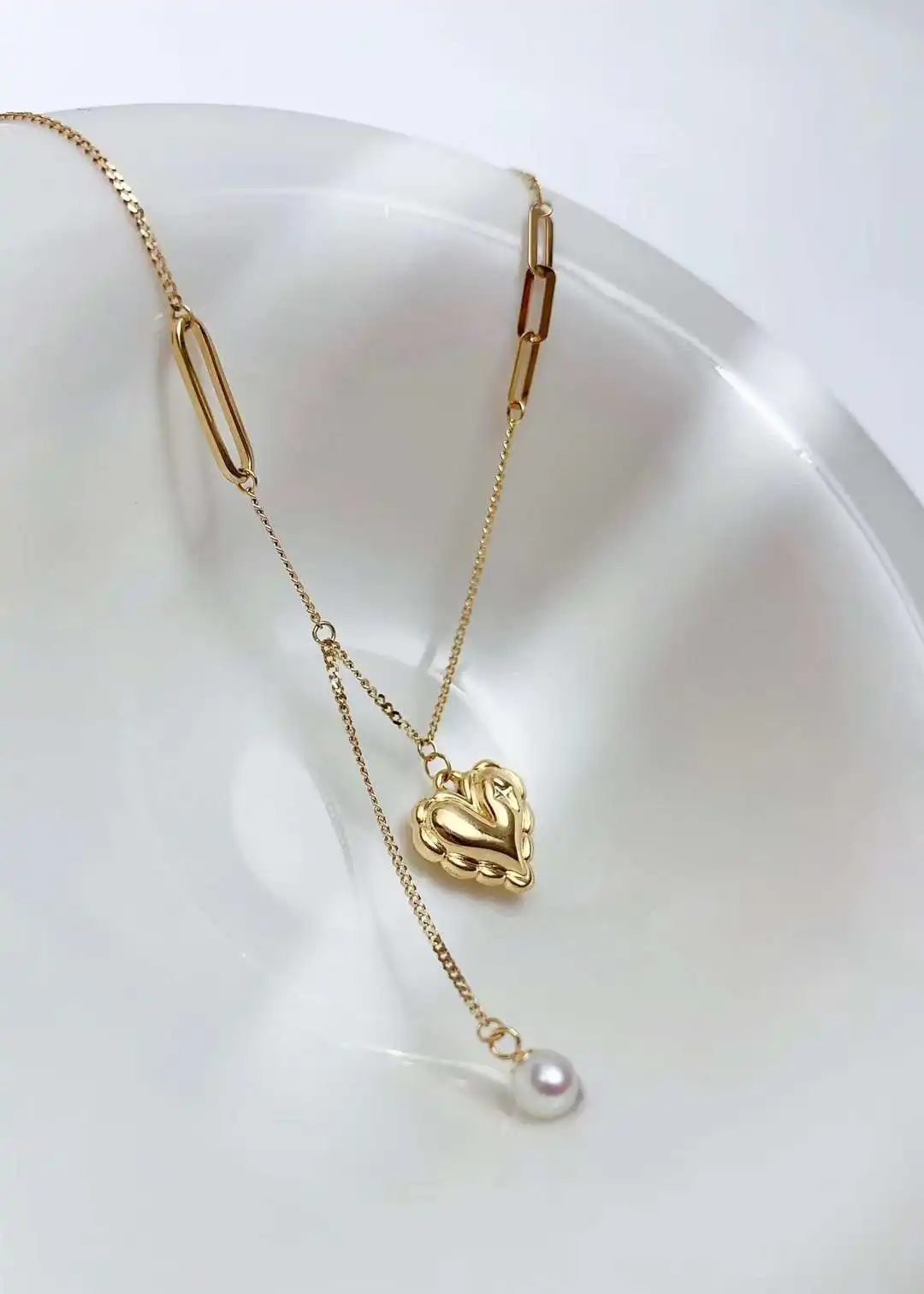 Lerca Fashion Freshwater Pearl Pure 18k Gold Charms Pendants Necklace Women Ladies Bridal Engagement Wedding Jewelry