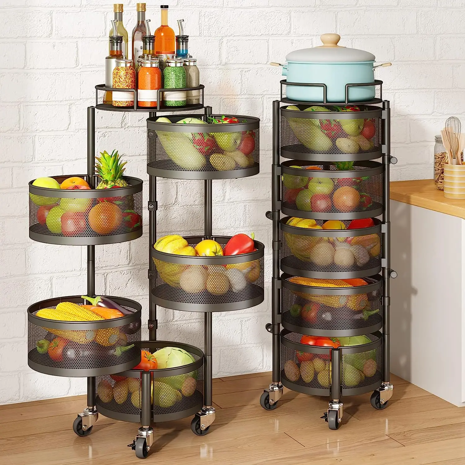 4 layer Kitchen Rotating Storage Rack Rotating Storage Shelves Fruit Vegetable Rack