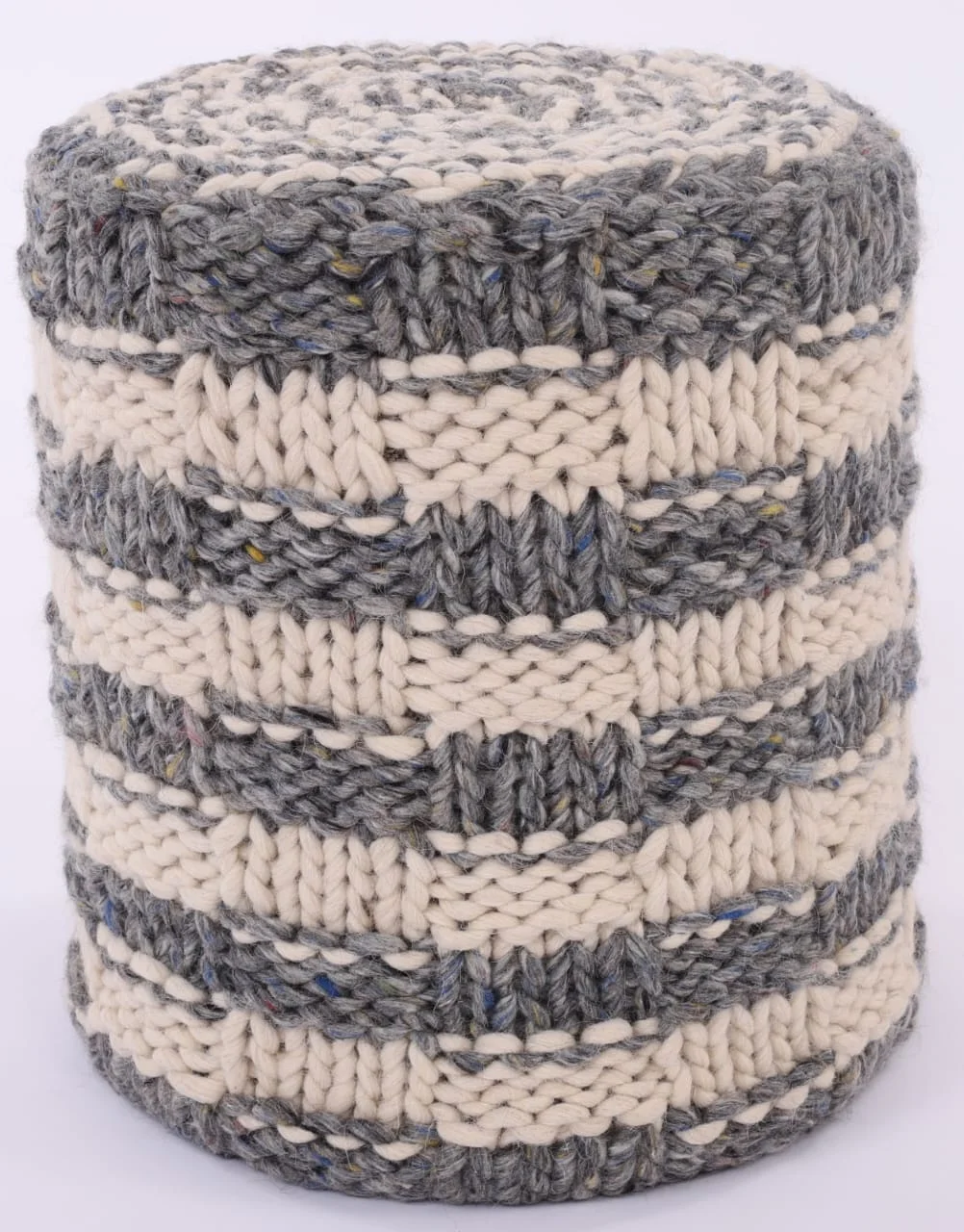 Latest trending home decor eco-friendly easy moving washable round poufs Jute Polyester stool round pouf modern ottoman poufs