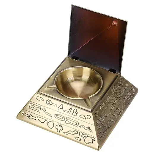 Round Shape Modern Hand Engraved Brass Container Ashtray Ash Catcher For Home Table Top Serving For Ash Storage Ash Holder Trays