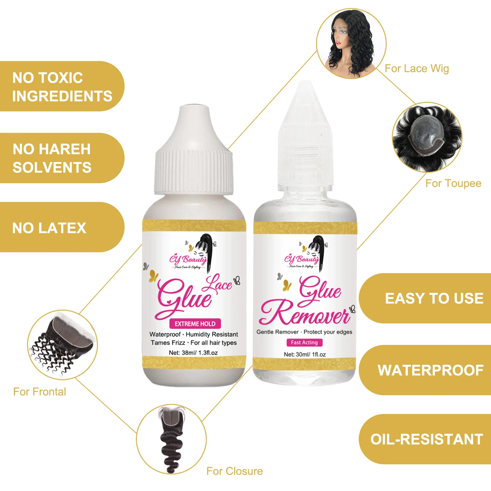 Private Label Waterproof Extreme Hold Invisible Hair Wig GLue Lace Wig Adhesive For Hair Wig Lace Glue