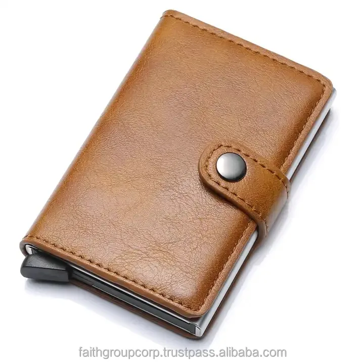 Hot sale Support Drop shipping Smart Wallets Business Minimalist Slim Credit Card Holder Men Small Leather Pop-up Wallet