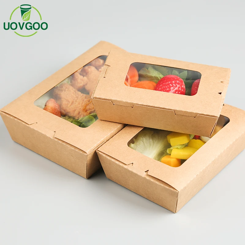 Eco Friendly Premium Quality Paper Lunch Box With Window PE Coated Paper For Lunch Box