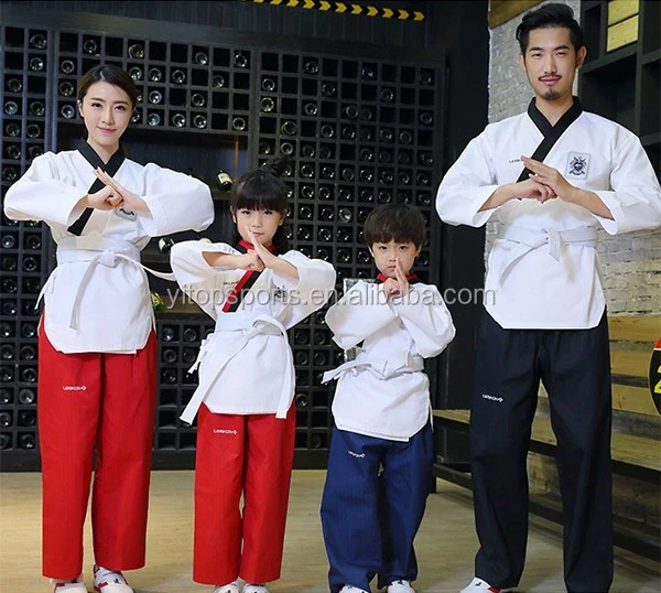 Dobok униформа для тхэквондо дешевая черная красная китайская Ультралегкая ткань мужчин детей wtf белая