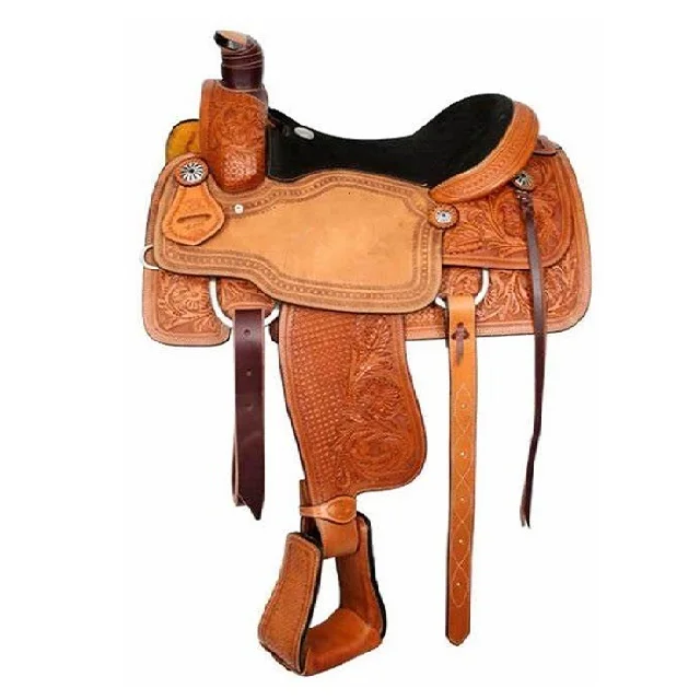 Professional Western Leather Horse Saddle Set with Matching Accessory for Barrel Racing Western Leather Horse Saddle Set