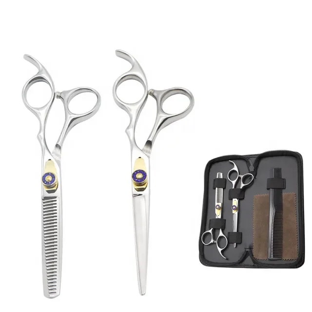 Hairdressing Comb & Scissors Set kit Package Barber Salon Comb and Scissor Thinning Scissors Razor & Beauty Barber Kit