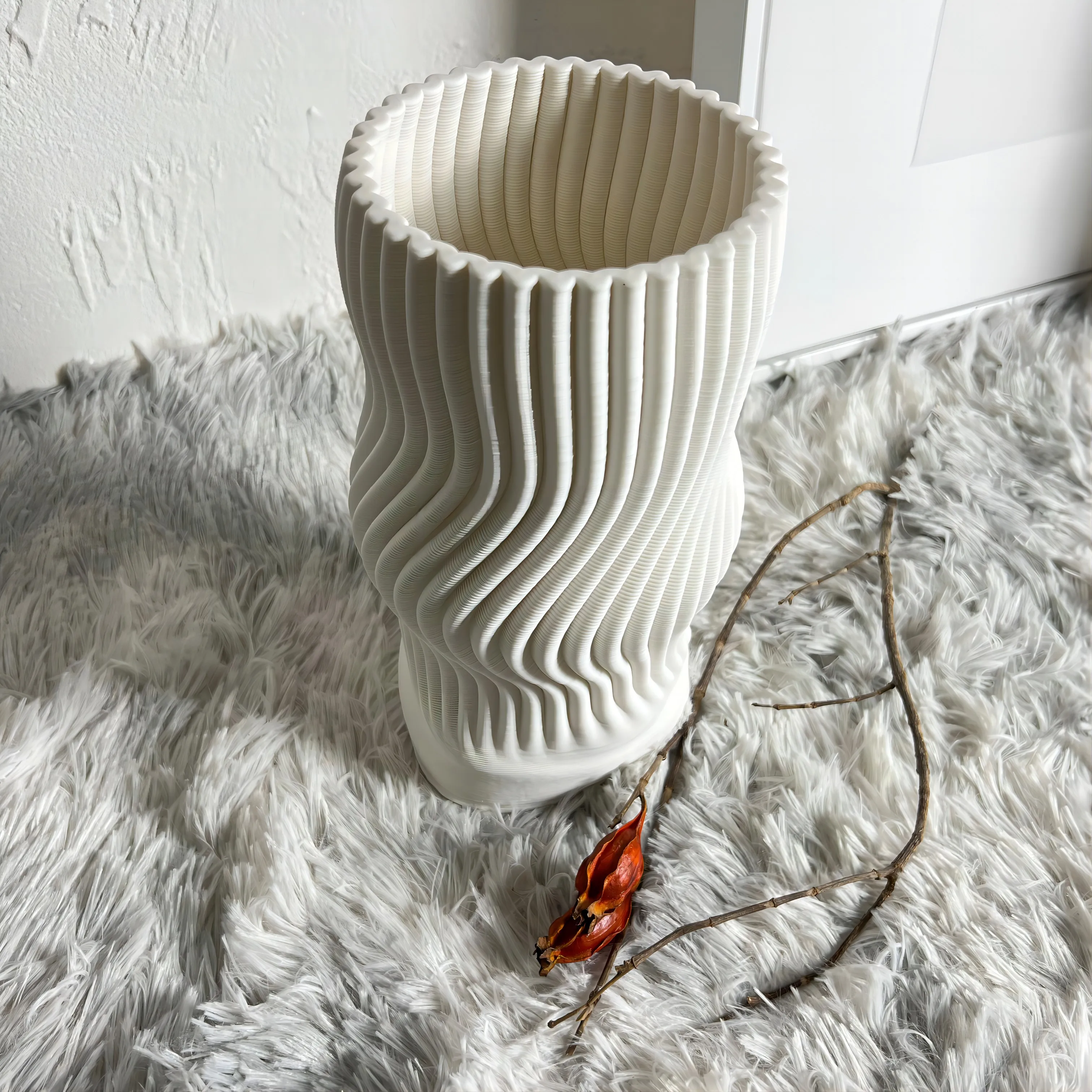 YKL3D Ceramic Printing Vase Rotating Line Modern Living Room Soft Decoration Dried Flower Table Decoration