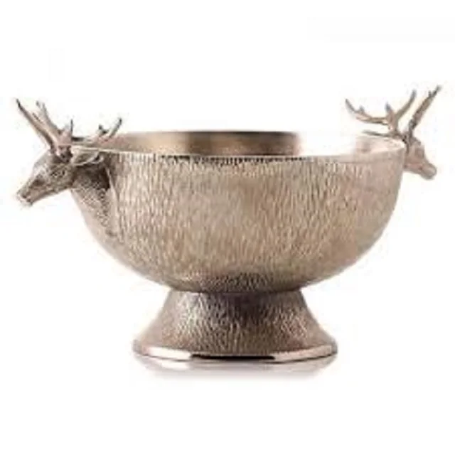 Antler Stand Round Shape Wine Bucket Wholesale Standard Decorating Brass Metal Wine Chiller Buckets For Bar Accessories