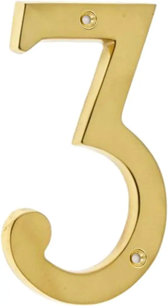 Hardware A200 4 Inch Brass Bright Brass House Number 1