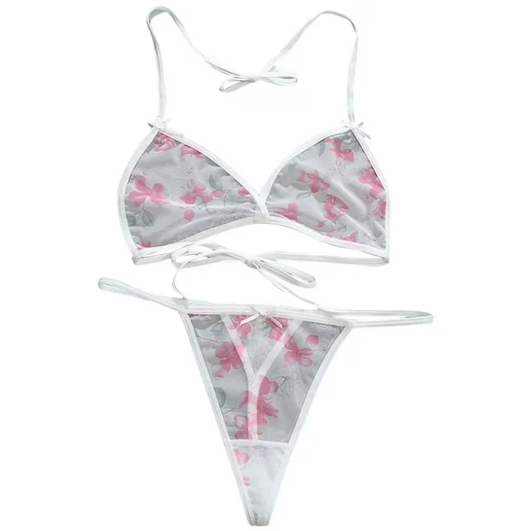 High Quality Cotton Bra & Brief Sets Women Fashion Diamond Rhinestone Shoulder Strap Thong Underwear Femme