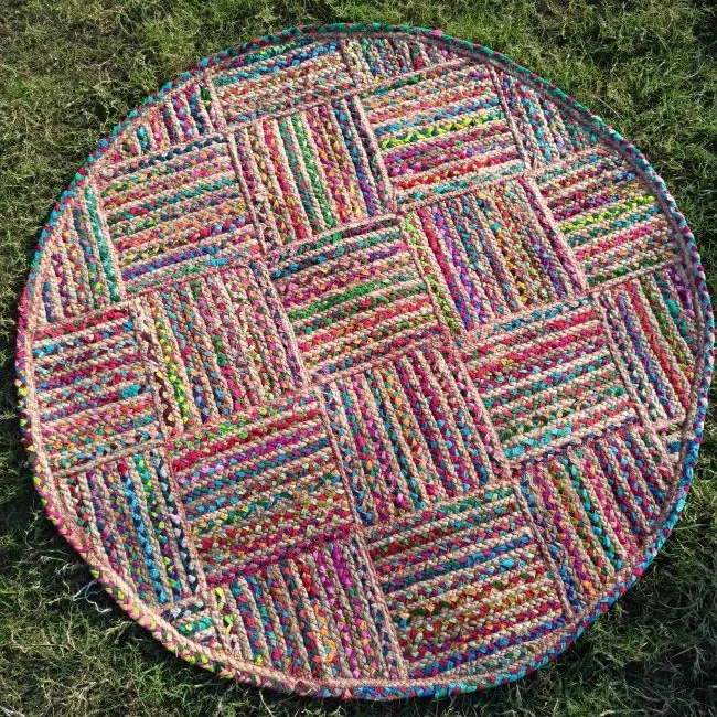High Quality Hand Tufted Jute Rug Cheap Wholesale Price Round Area Rugs Manufacturer In India Wholesale Indian Chindi Rug