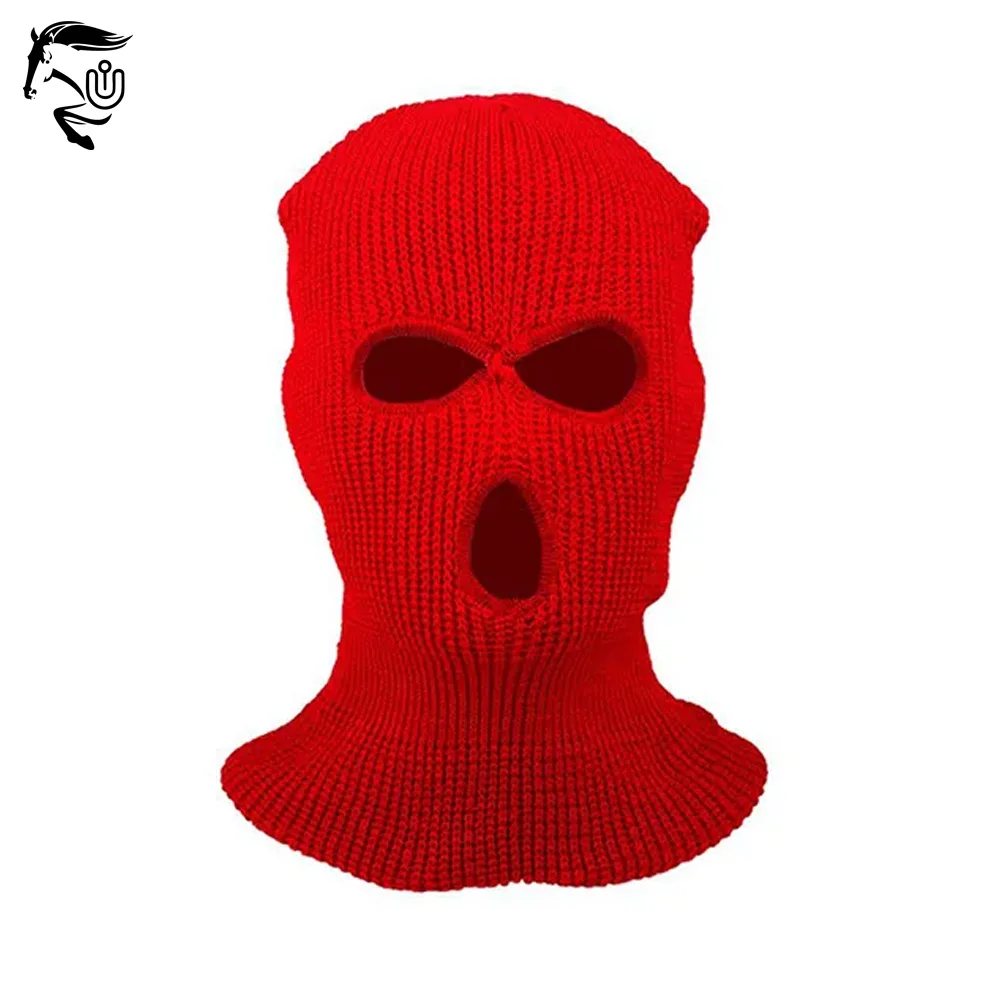 Warm Knit 3 Hole Full Face Ski Mask Winter Balaclava with Comfortable Knitted Cover