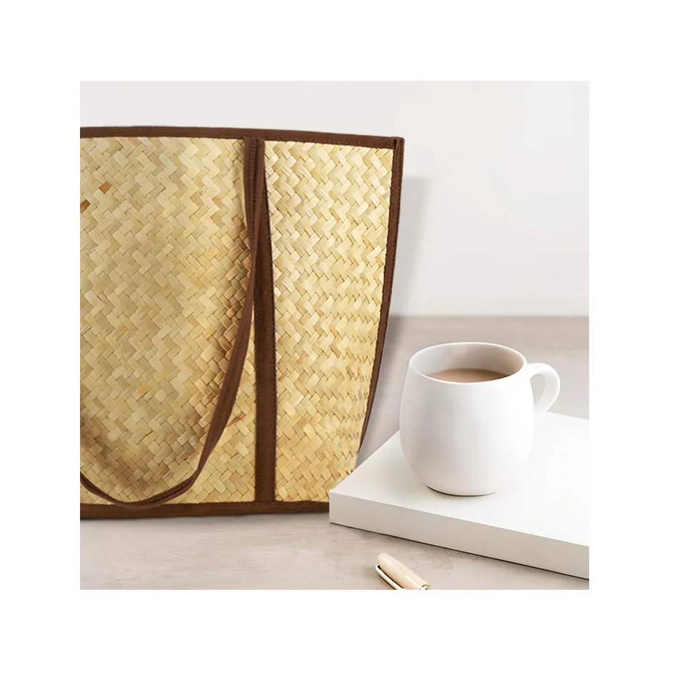 Innovation product 2023 ecofriendly eco bag Handmade woven NATURAL SHOPPING BAGS brown elegant style  in Vietnam