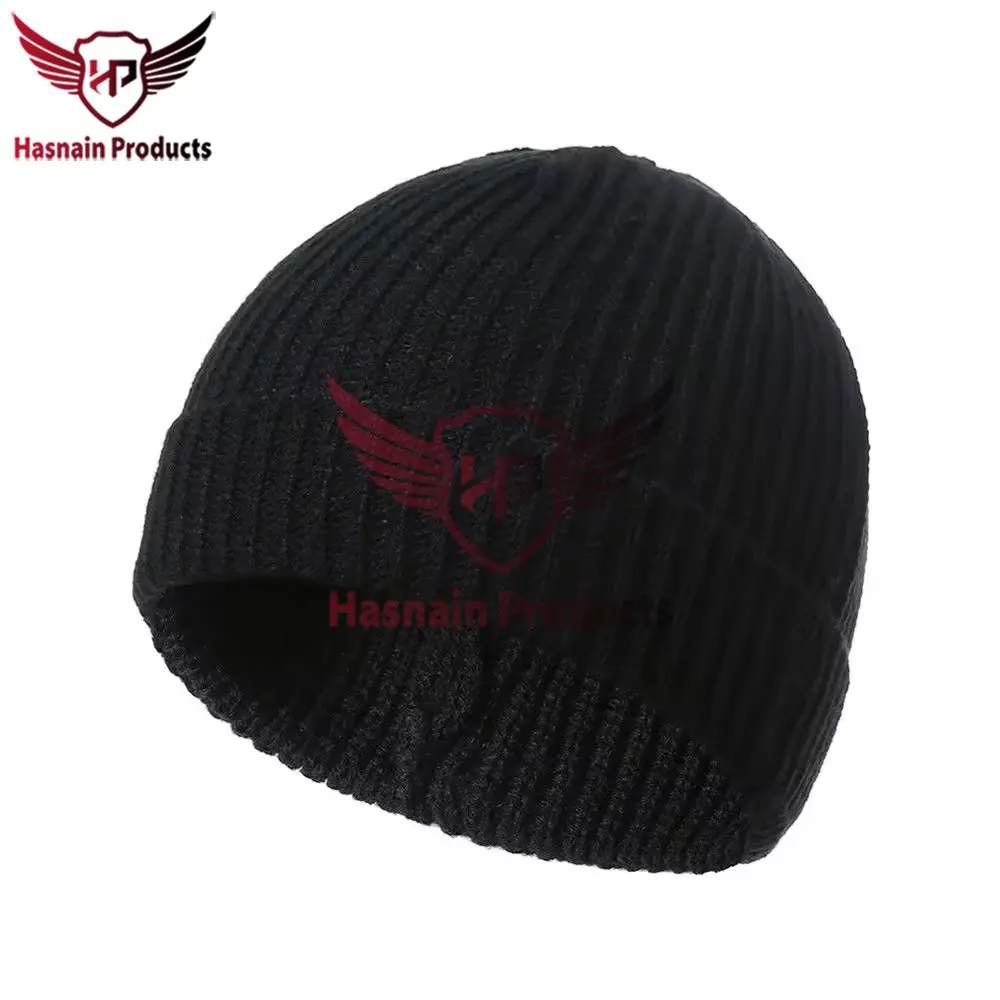 Premium Quality Custom Embroidered Logo 100% Acrylic Cotton Wholesale Winter Knit Beanies-Cap Unisex Adult Knitted Beanie Hat