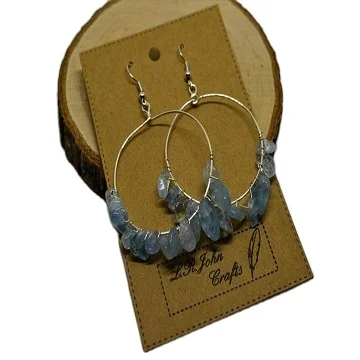 92.5 Sterling Silver Natural Aquamarine Gemstone Hoop Earring March Birthstone Jewelry Gift Wholesale Manufracture