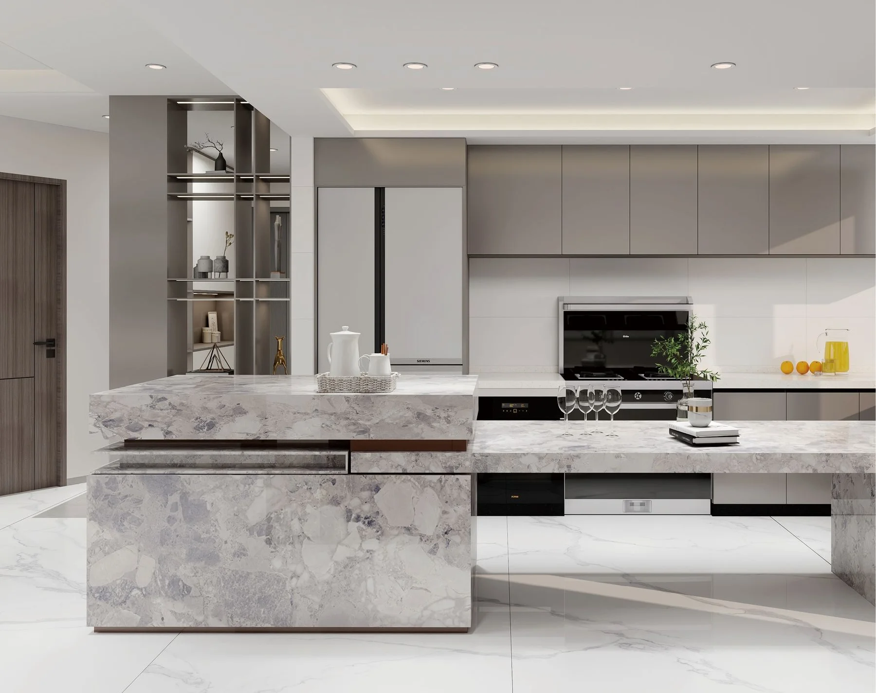 China Manufacturer Bulgari Black 12MM Big Slab Marble Look Glossy Sintered Stone for Countertops