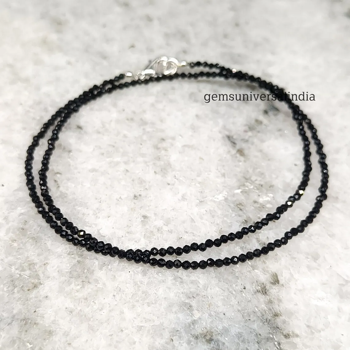 Natural Black Spinel Faceted Beads Necklace Fashion Dainty Choker Gemstone Beaded Necklaces for Women Unisex Jewelry Gift Bulk