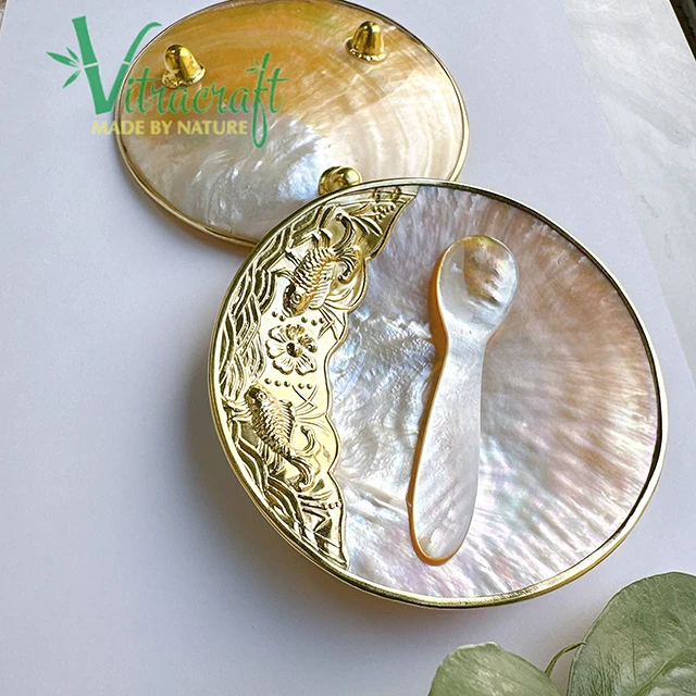 Handmade plate serving Caviar eggs Made from High Quality Natural Mother of Pearl shell Perfect for serving Caviar Size 10cm
