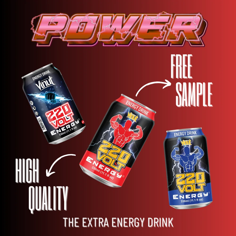 Energy Drink Made in Vietnam 330ml 220 Volt Thunder Power From Real Ingredient Free Sample Beverage Manufacture Private Label