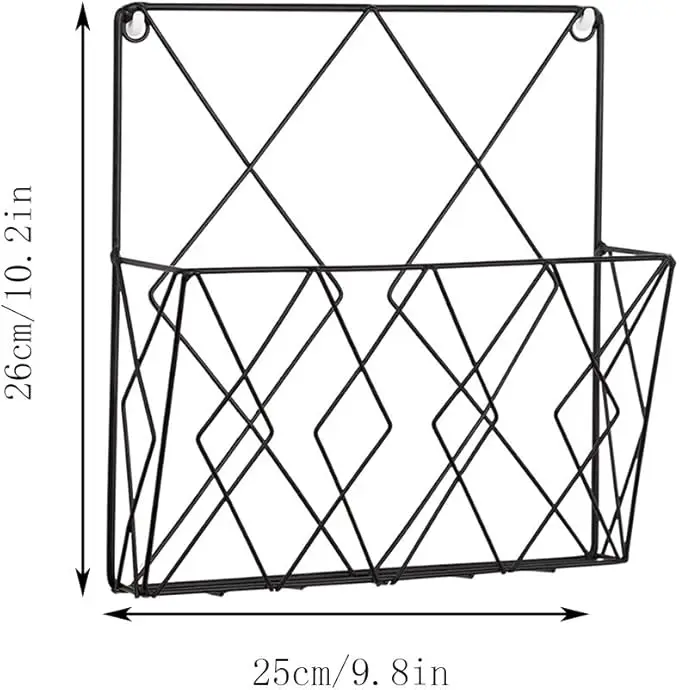 Wall Mounted Industrial Magazine Holder Matte Black Metal Wire Document Files and Magazine Rack