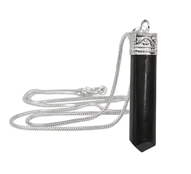 Wholesale Natural Black SHUNGITE CRYSTAL POINT PENCIL PENDANT Gemstone Chakra Healing Necklace Pendants Meditation Gifts Jewelry