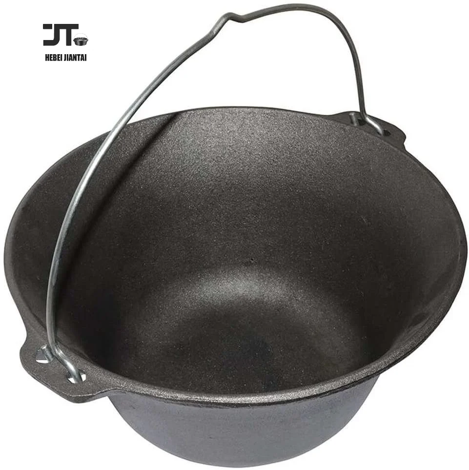 12 L Cast Iron Pot Plov Pilaf Making Cookware Insulated Double Handles Dish Heavy Duty Oven with Lid Frying Dutch Pan