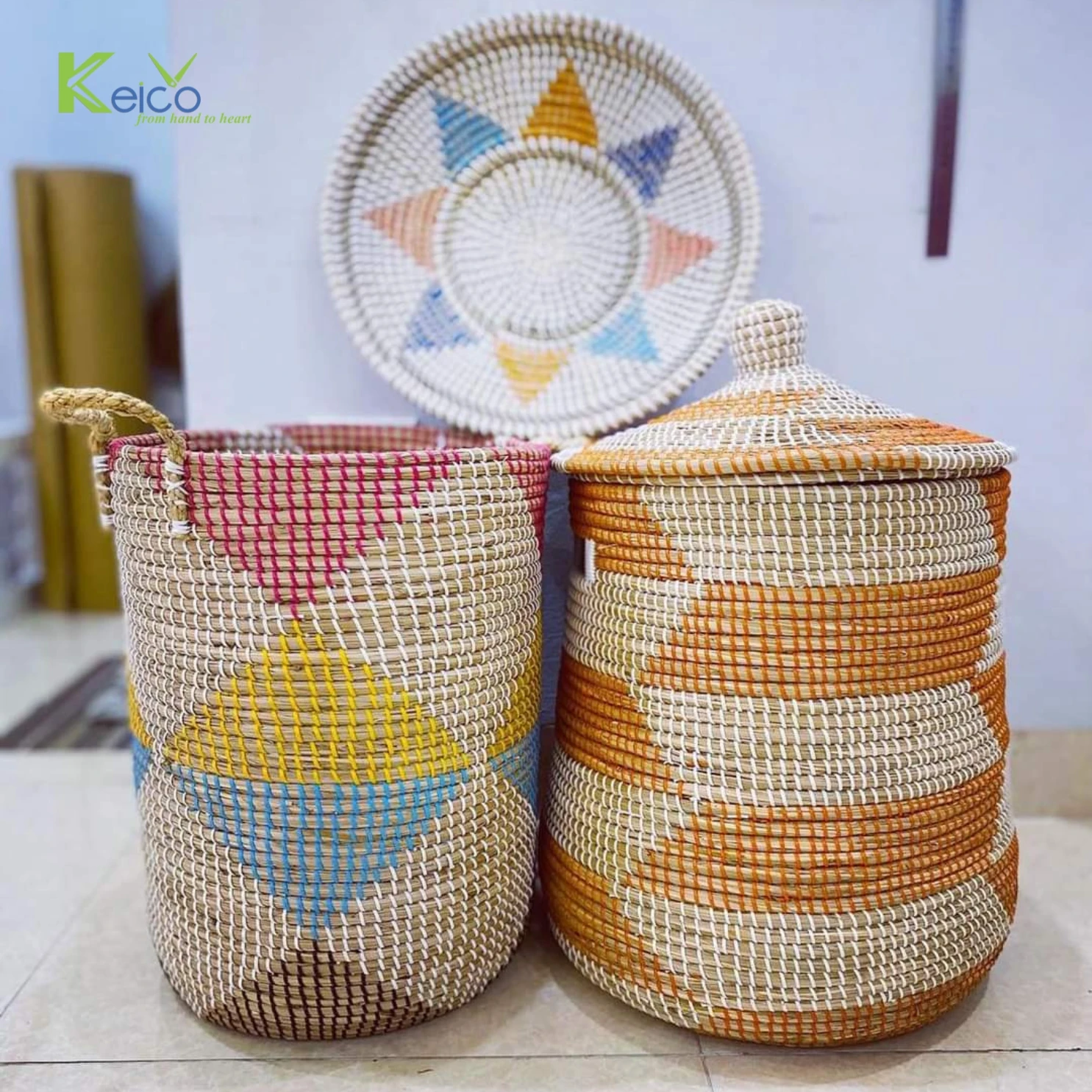 2023 Innovative Products Natural Seagrass Laundry Basket Dirty Clothes Laundry Basket Handle Storage Basket  From Keico Vietnam