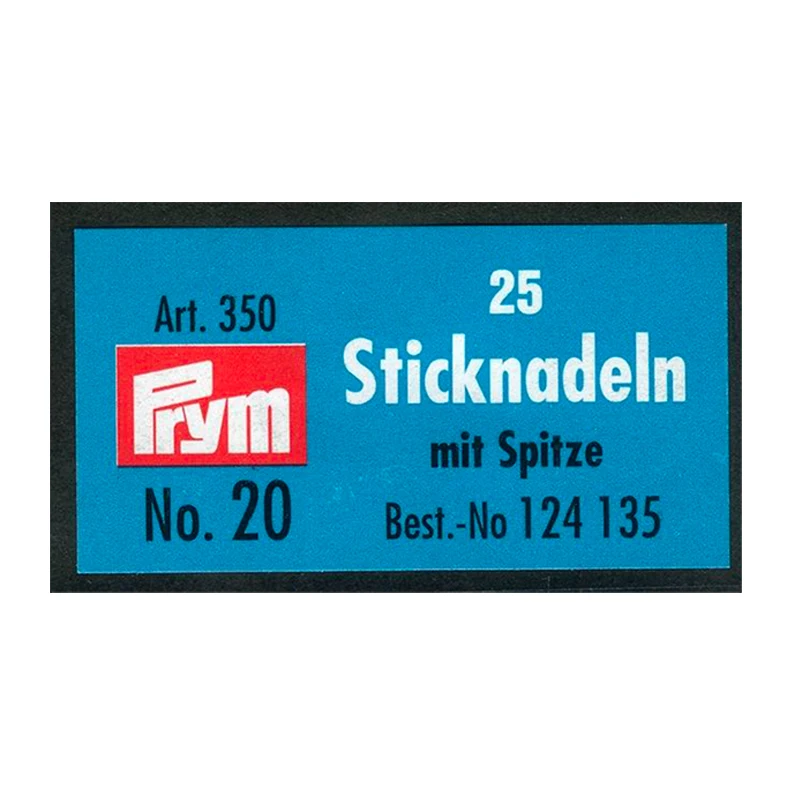 Prym 124135 Needlework Supplies 25pcs Sewing Cross Stitch Needles Hand Embroidery Needles with Point no 20