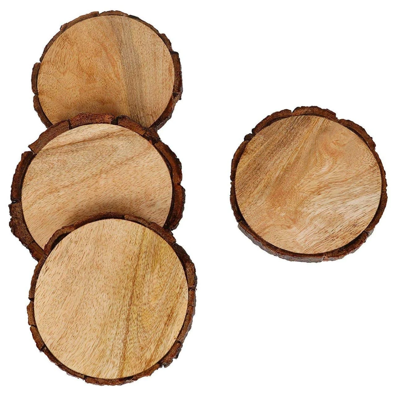 Free 4-Inch Natural Mango Tree Bark Wooden Coasters Natural Mats & Pads