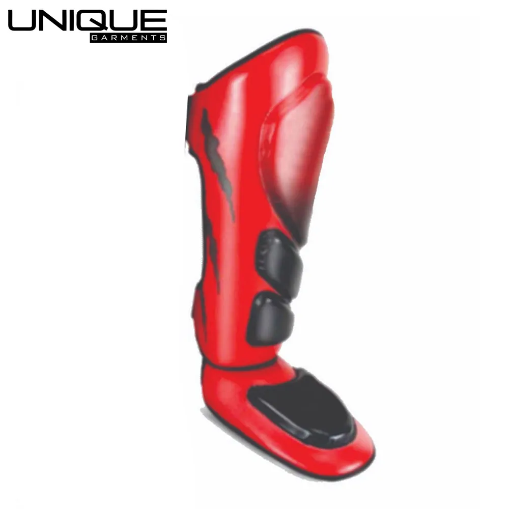 Red And Black Color Wholesale Rate Customized Logo Print Premium Quality Shin Guard By UNIQUE GARMENTS INDUSTRIES