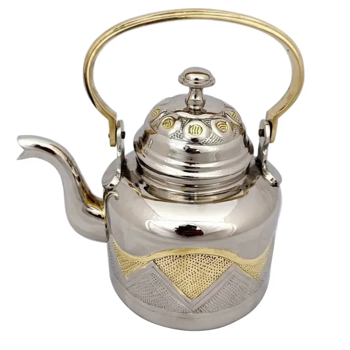 Cawa Cups Base Sets Long Spout Dallah Tea Pot Brass Metal Coffee Tea Pot Dallah Customized Arabic Coffee Dallah Sets