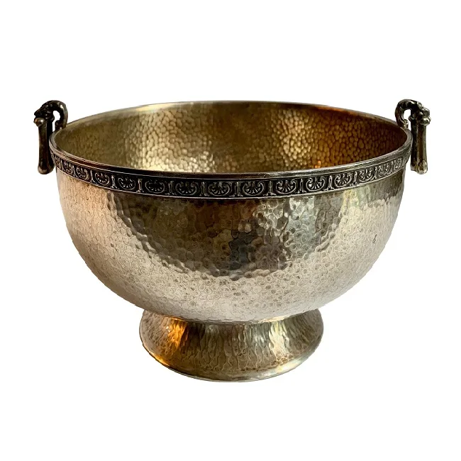 Decorative Metal Bowl with Deer Handles Stands/Premium Quality Silver Pedestal Stands Fruit Bowl on Footed Base/Unique Flower Bo
