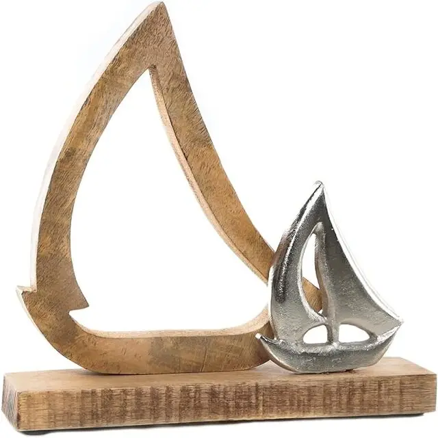 Wholesale Sailing Boat Yacht Decoration for Standing Wood Metal Ship Boat Sailing Gift Maritime handmade gift products