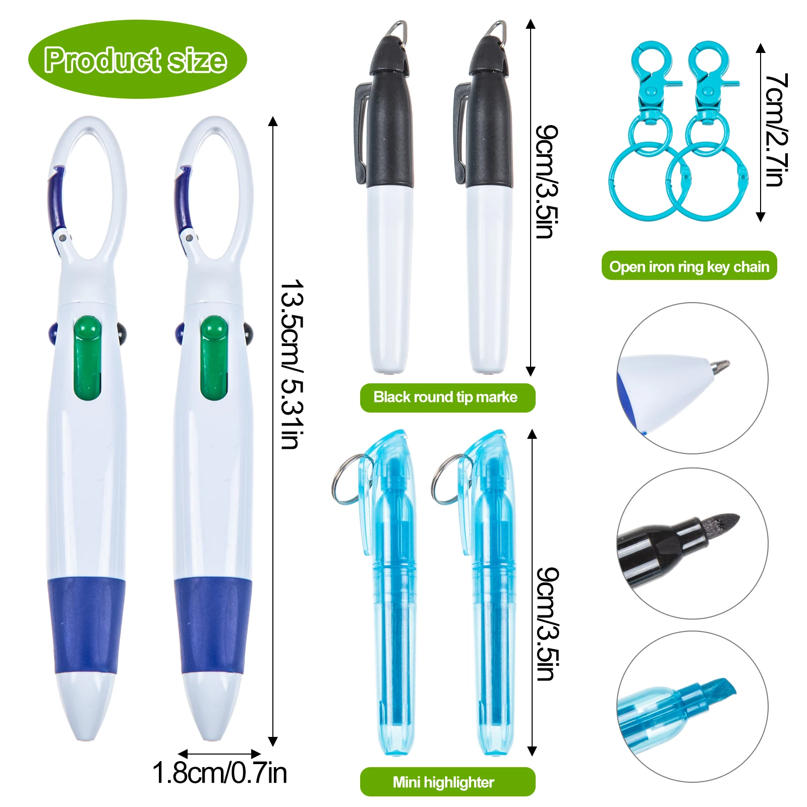 Mini Highlighter Retractable With Keychain Clip Permanent Highlighter For Hospital Nursing School Teachers Students
