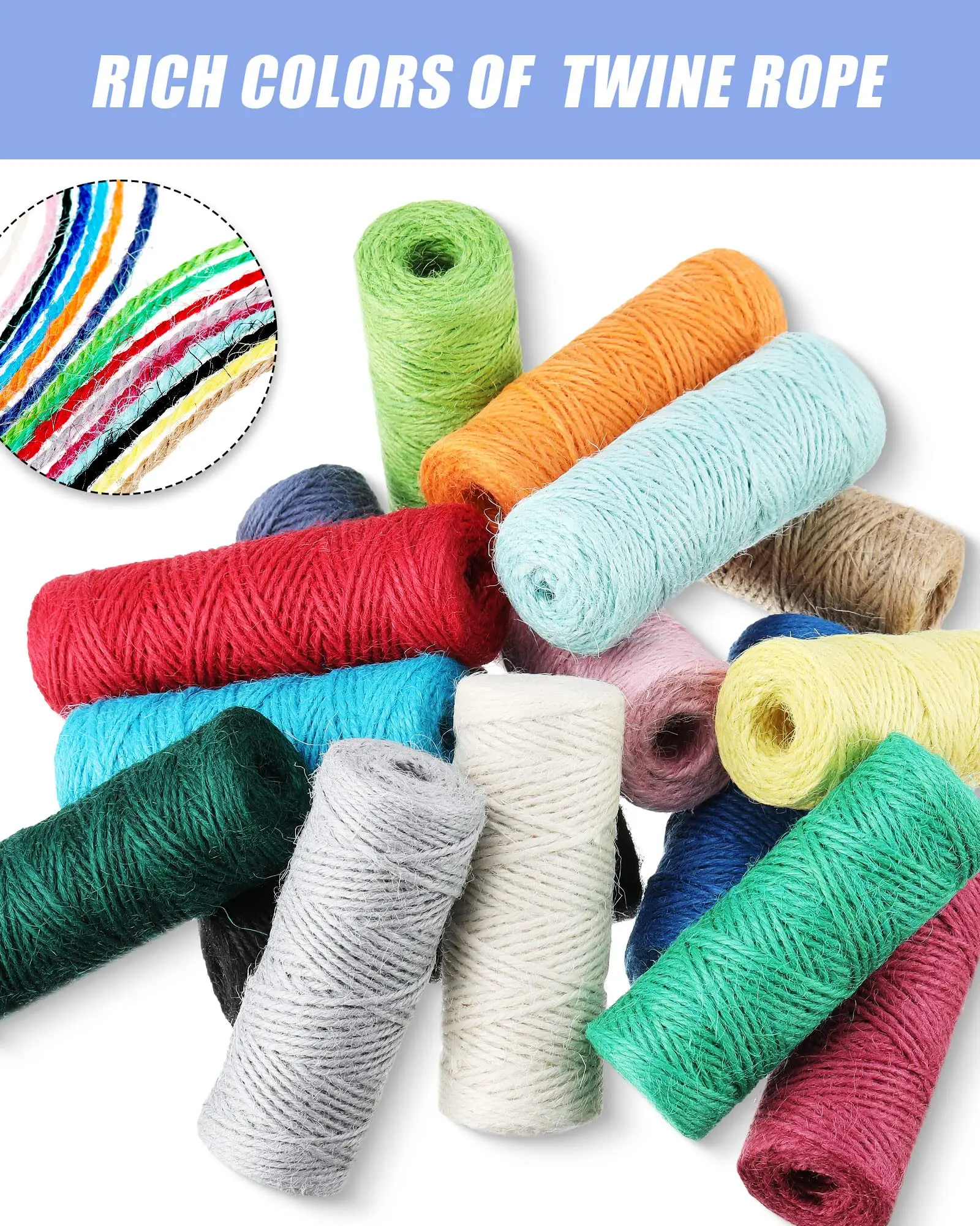 Free Sample Custom Color jute spools twine 2mm*100m hemp cord colored jute rope for diy craft