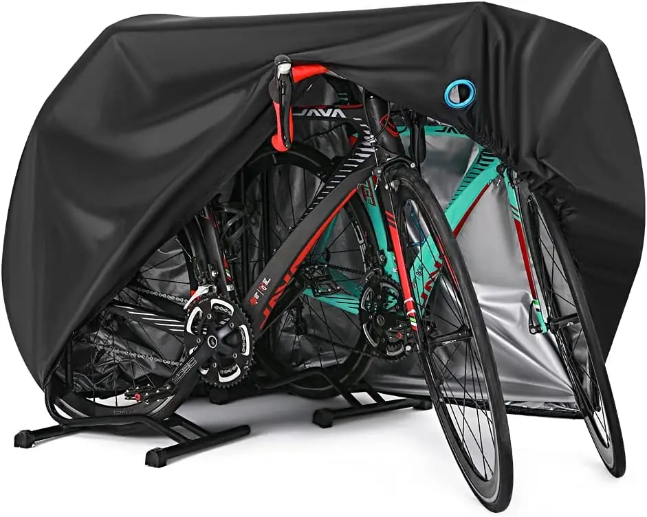 Bike Cover for 2 or 3 Bikes Outdoor Waterproof Bicycle Covers Rain Sun UV Dust Wind Proof with Lock Hole for Mountain Road