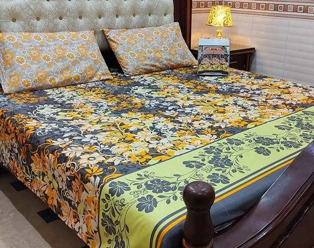 Cotton Salonica Bed Sheet Sets Export Quality Stitched King Size Double Bed Sheet Set