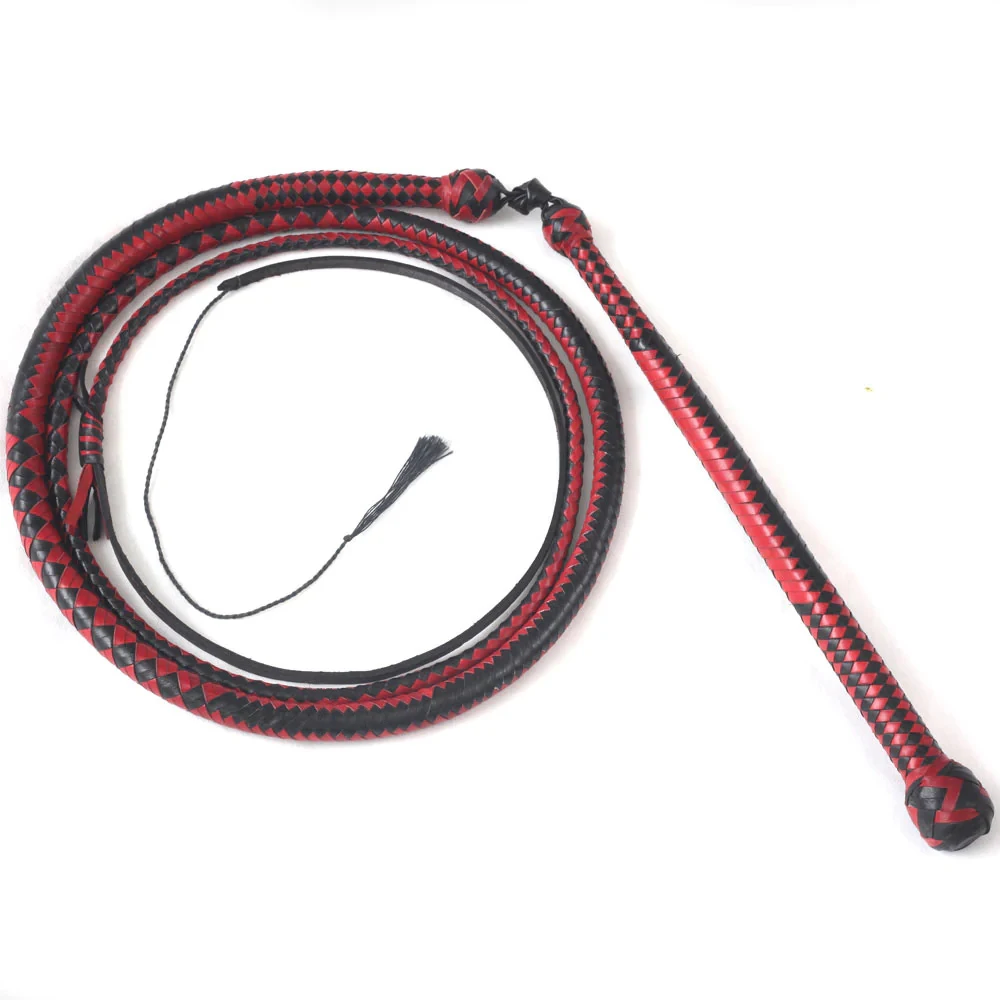 RED & BLACK STOCKWHIP 04 FEET TO 12 FEET LONG AND 16 PLAITS KANGAROO HIDE LEATHER EQUESTRIAN AUSTRALIAN STOCK WHIP WHOLESALE