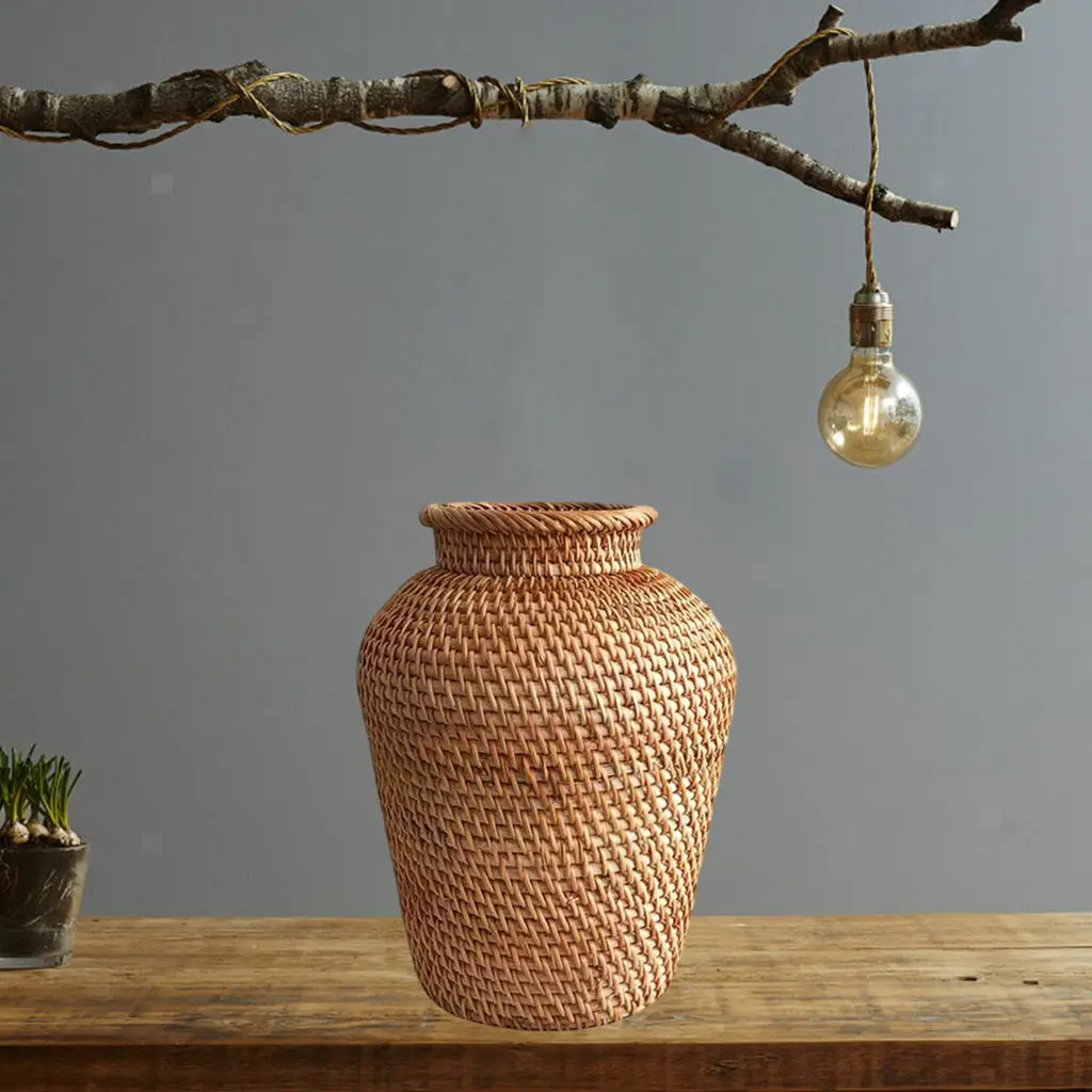 Rustic handmade rattan vase woven rattan flower vase home decorative accessories High Quality