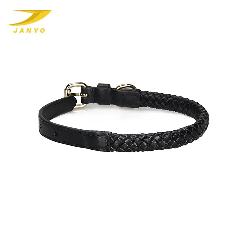 Genuine Leather Dog Collar OEM Wholesale Custom Luxury  Soft Braided Pet Collar Fashion High Quality Adjustable Dog Colar
